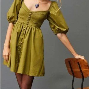 Anthropology Maeve Puff Sleeved Sweetheart Mini Dress